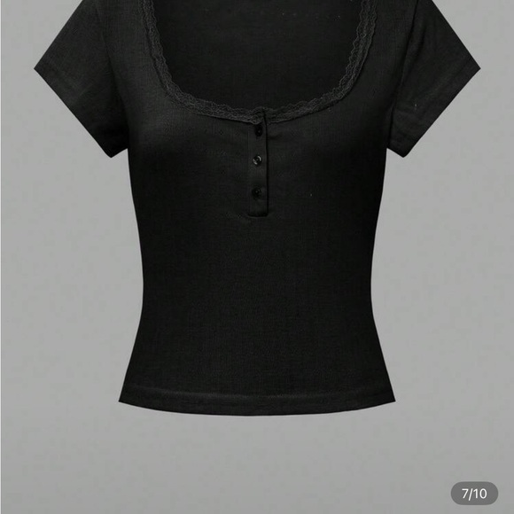 Lot of 2 Cream and Black pointelle tees - Picture 4 of 9